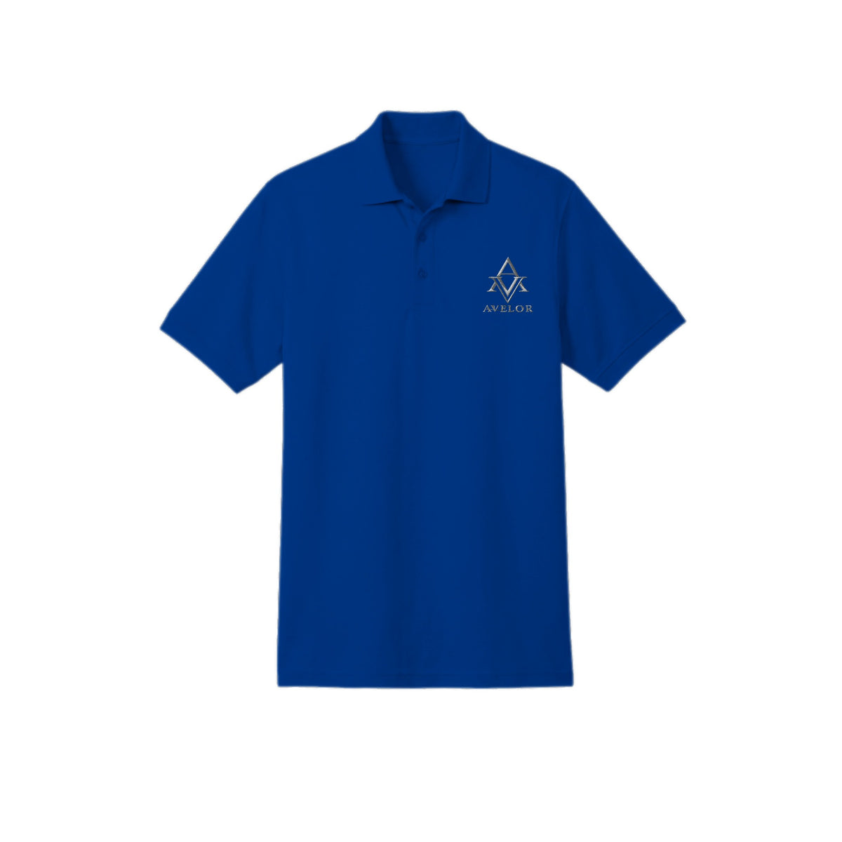AVELOR Reserved Piqué Polo in royal blue — front view