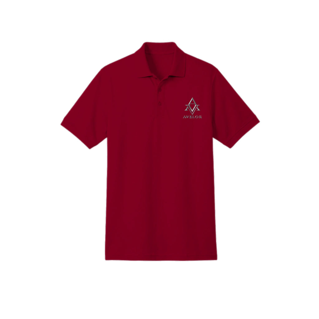 AVELOR Reserved Piqué Polo in navy — front view