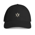 AVELOR Access five-panel cotton cap in black — front view