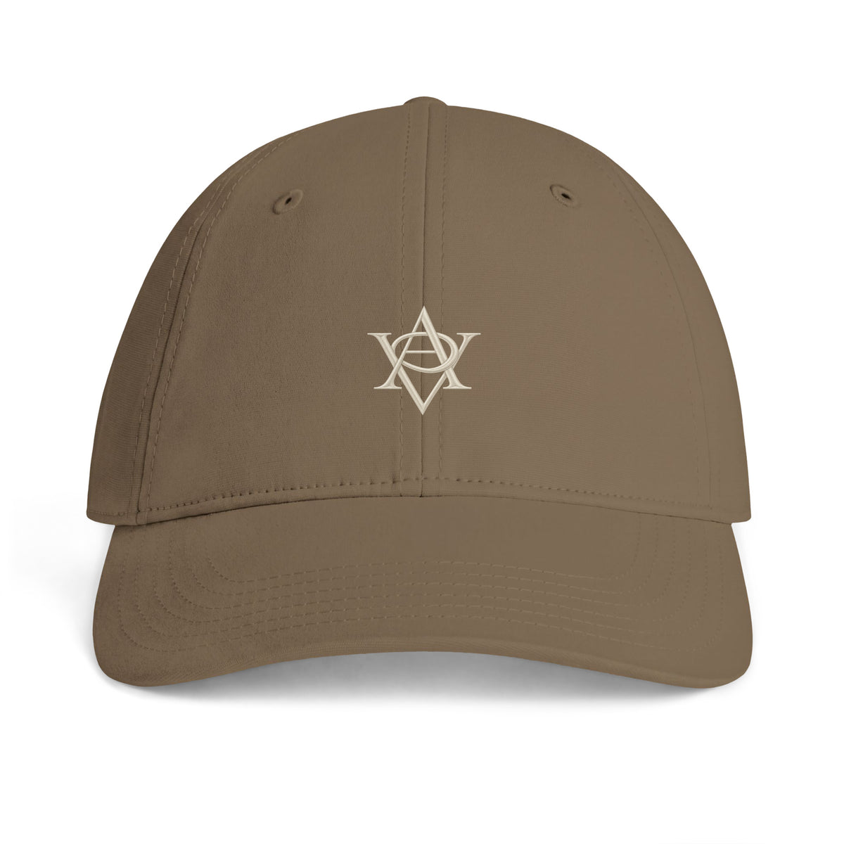 AVELOR Access five-panel cotton cap in walnut — front view