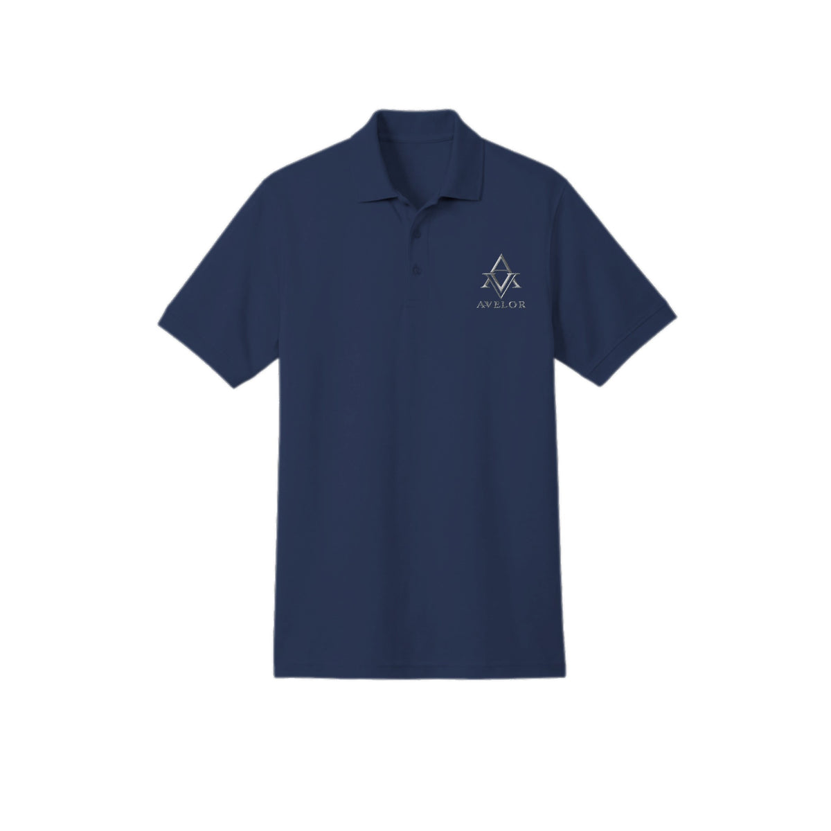 AVELOR Reserved Piqué Polo in deep black — front view
