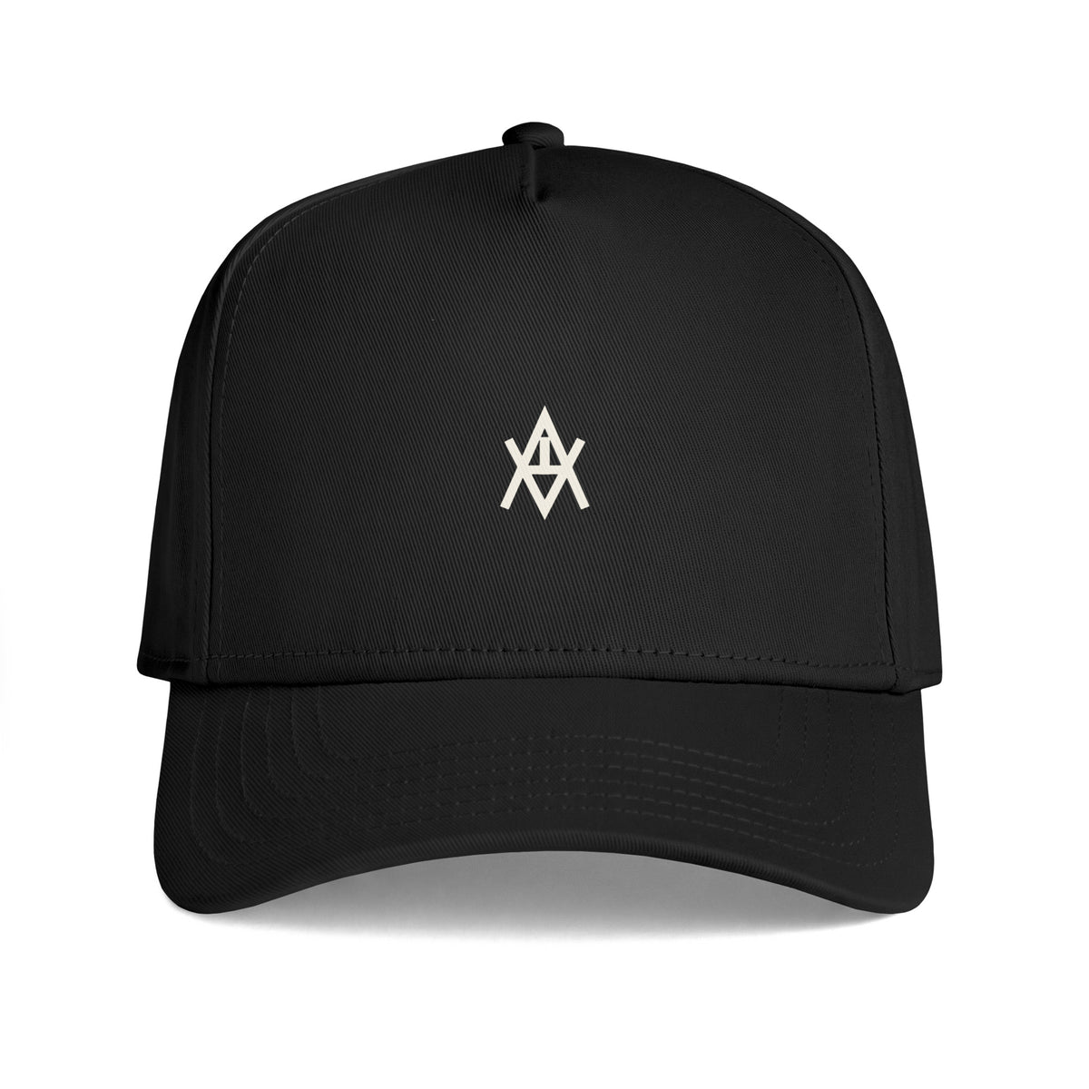 AVELOR Signature six-panel cap in black — front product view